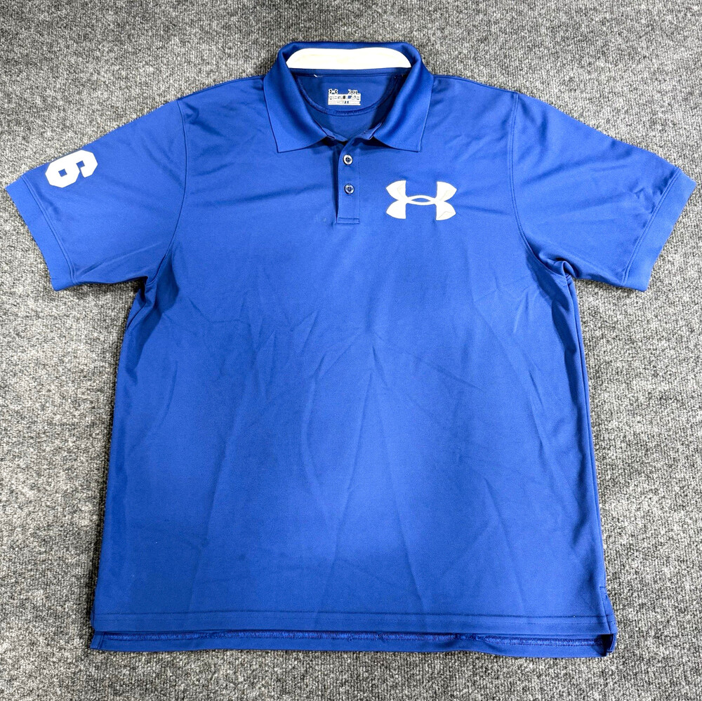 Under Armour Mens Performance Polo Size XL Royal Blue Team Issue #6 HeatGear